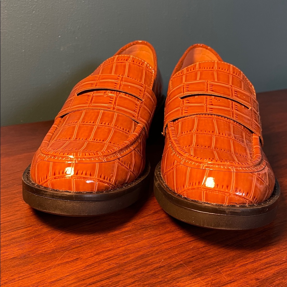 Madden Girl Burnt Orange Textured Loafers - Picture 7 of 9
